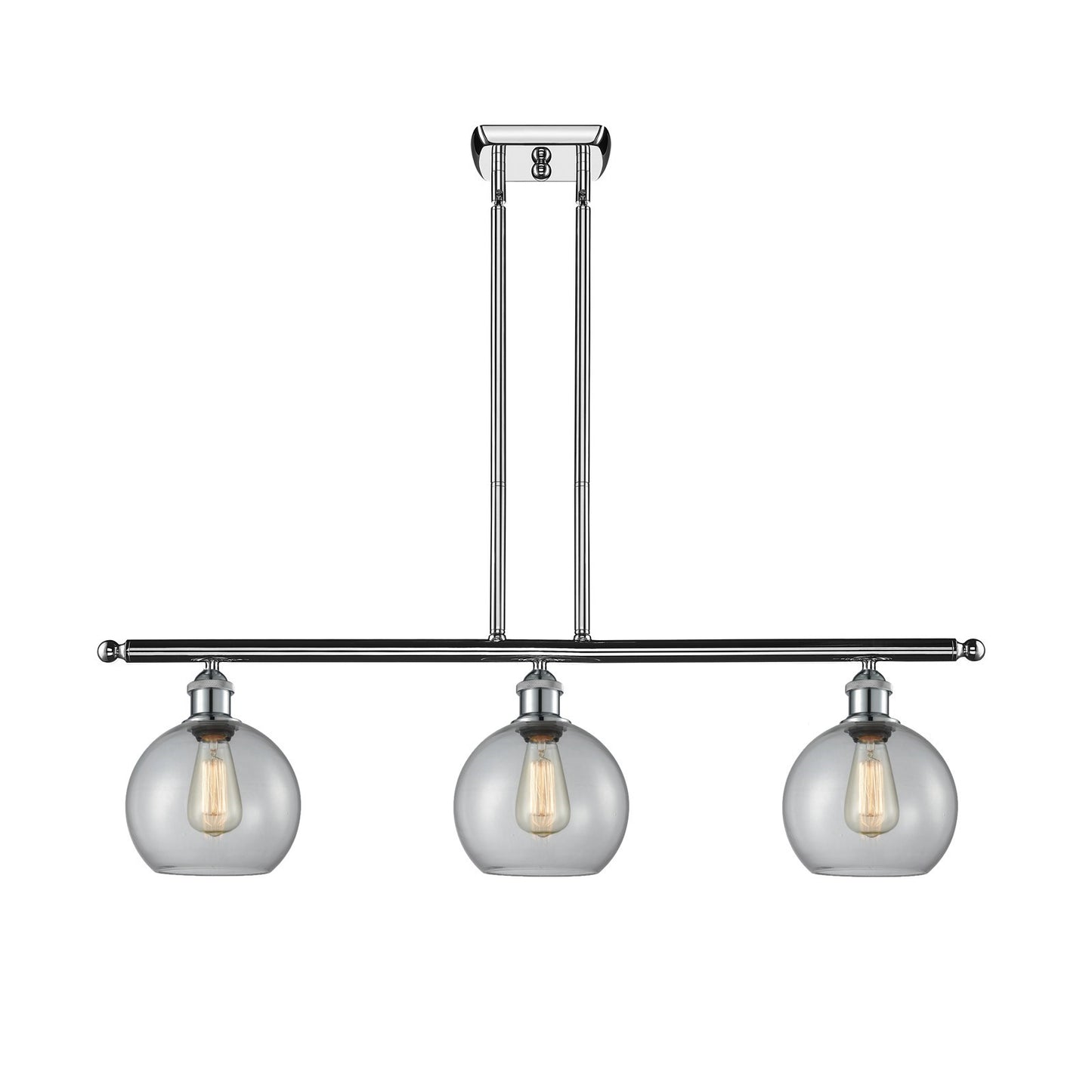Innovations Athens 38in 3-Light Island Light | Industrial Polished Chrome and Clear Glass | Kitchen Island & Dining Room | 38.25 | Model 516-3I-PC-G122-12