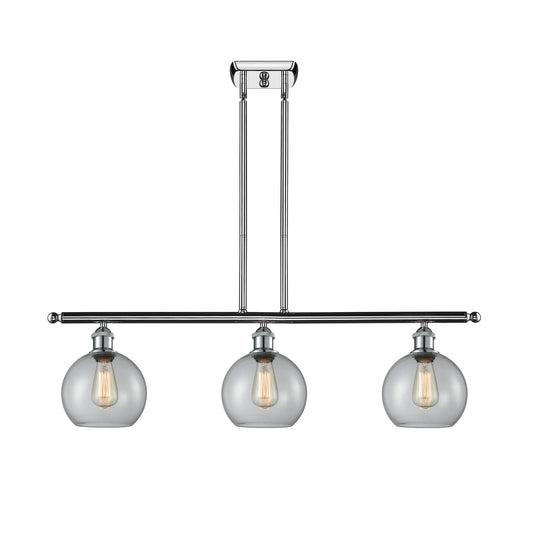 Innovations Athens 36in 3-Light Island Light | Industrial Polished Chrome Steel and Clear Glass | Kitchen Island & Dining | Model 516-3I-PC-G122-8-LED