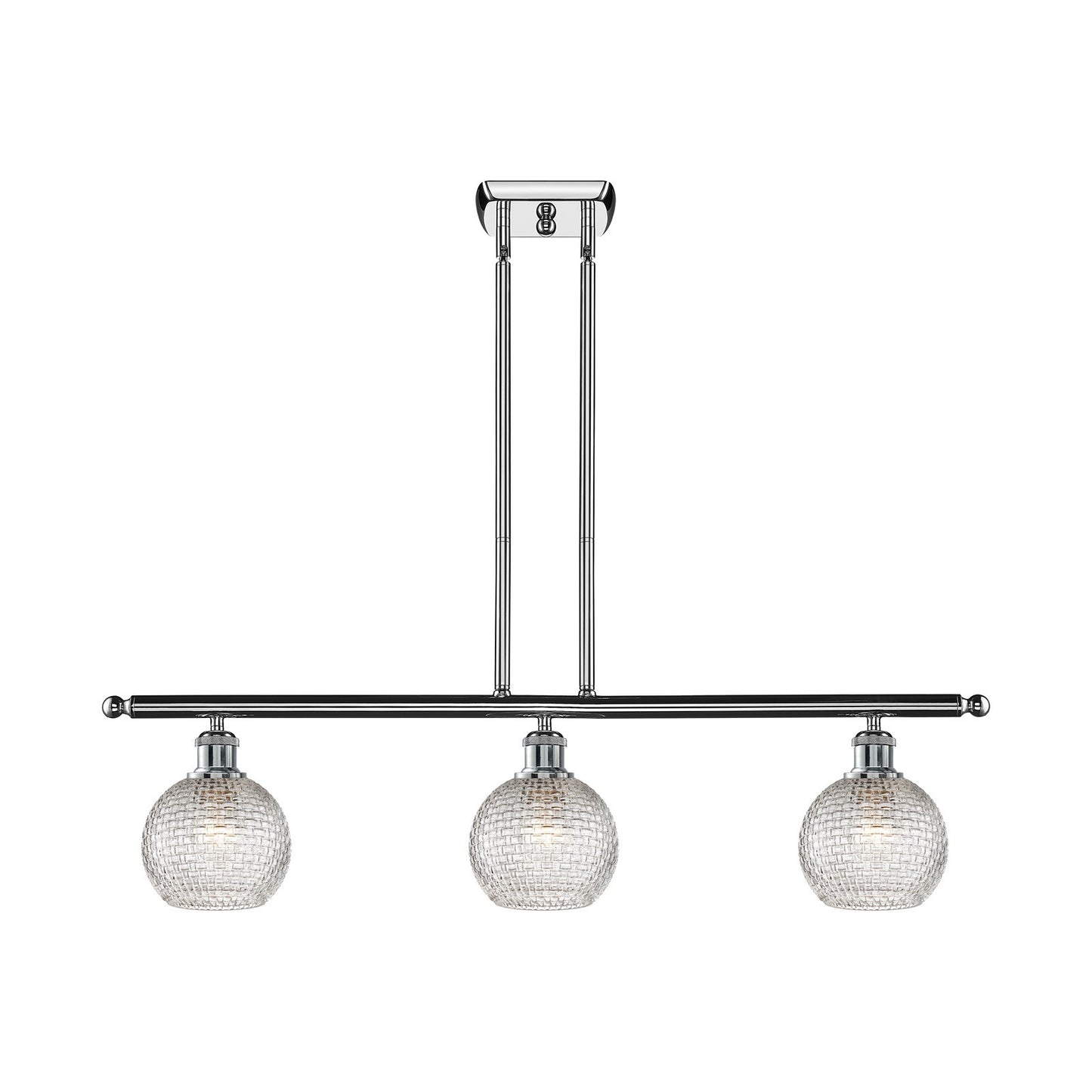 Innovations Athens 36in 3-Light Island Light | Modern Farmhouse Polished Chrome and Clear Basket Weave Glass | Kitchen Island | Model 516-3I-PC-G122C-6CL