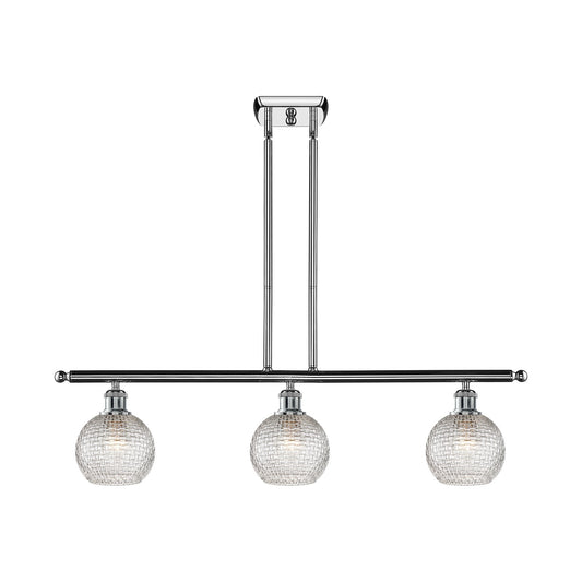 Innovations Athens 36in 3-Light Island Light | Modern Farmhouse Polished Chrome and Clear Basket Weave Glass | Kitchen Island | Model 516-3I-PC-G122C-6CL