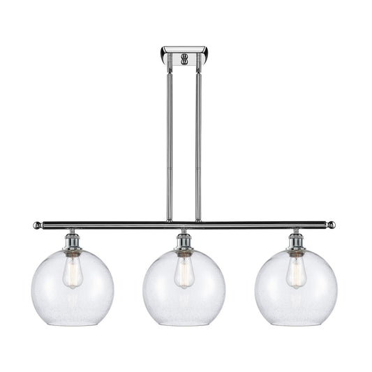 Innovations Athens 36.5in 3-Light Island Light | Industrial Polished Chrome Steel and Seedy Glass | Kitchen Island & Dining Room | Model 516-3I-PC-G124-10