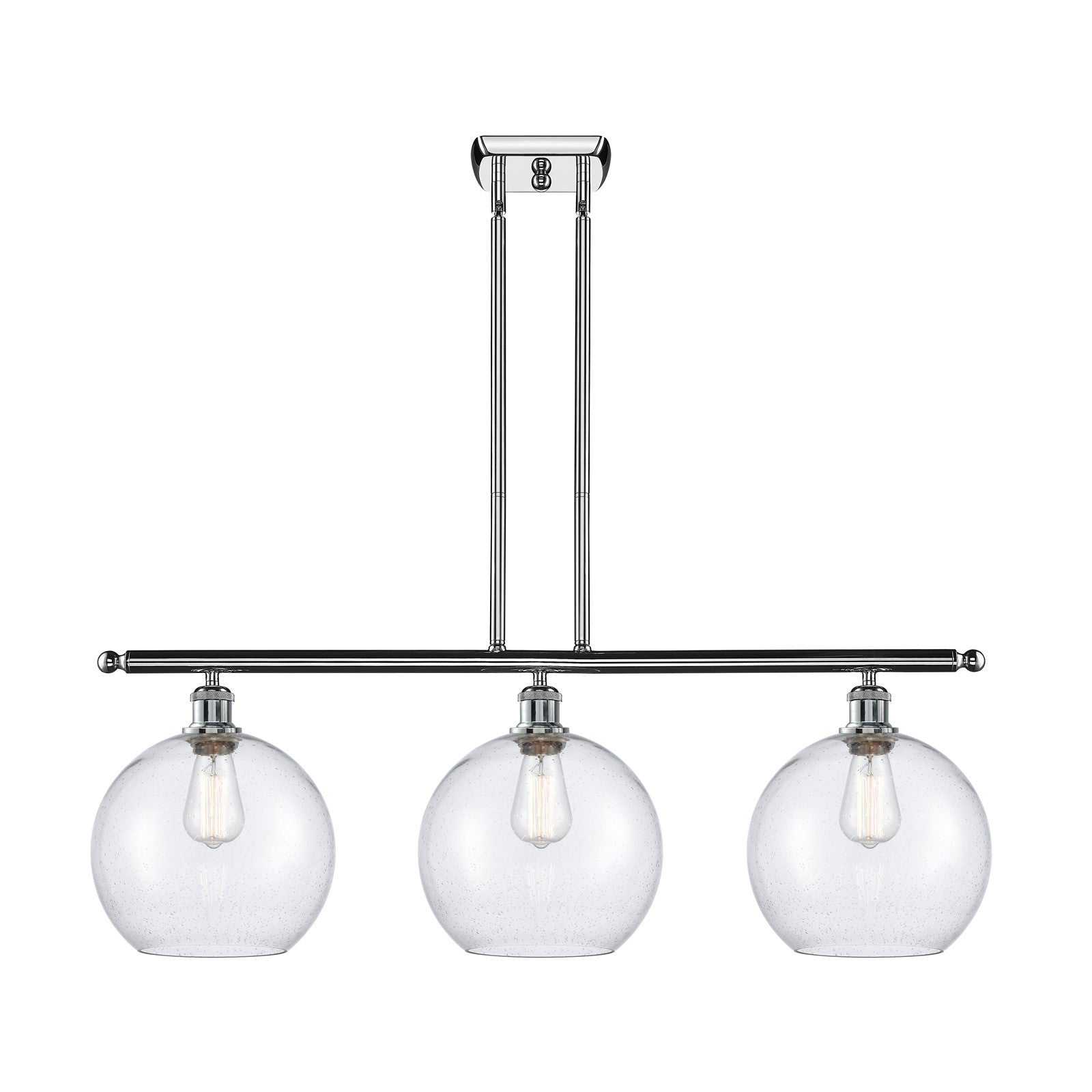 Innovations Athens 36.5in 3-Light Island Light | Industrial Polished Chrome Steel and Seedy Glass | Kitchen Island & Dining Room | Model 516-3I-PC-G124-10