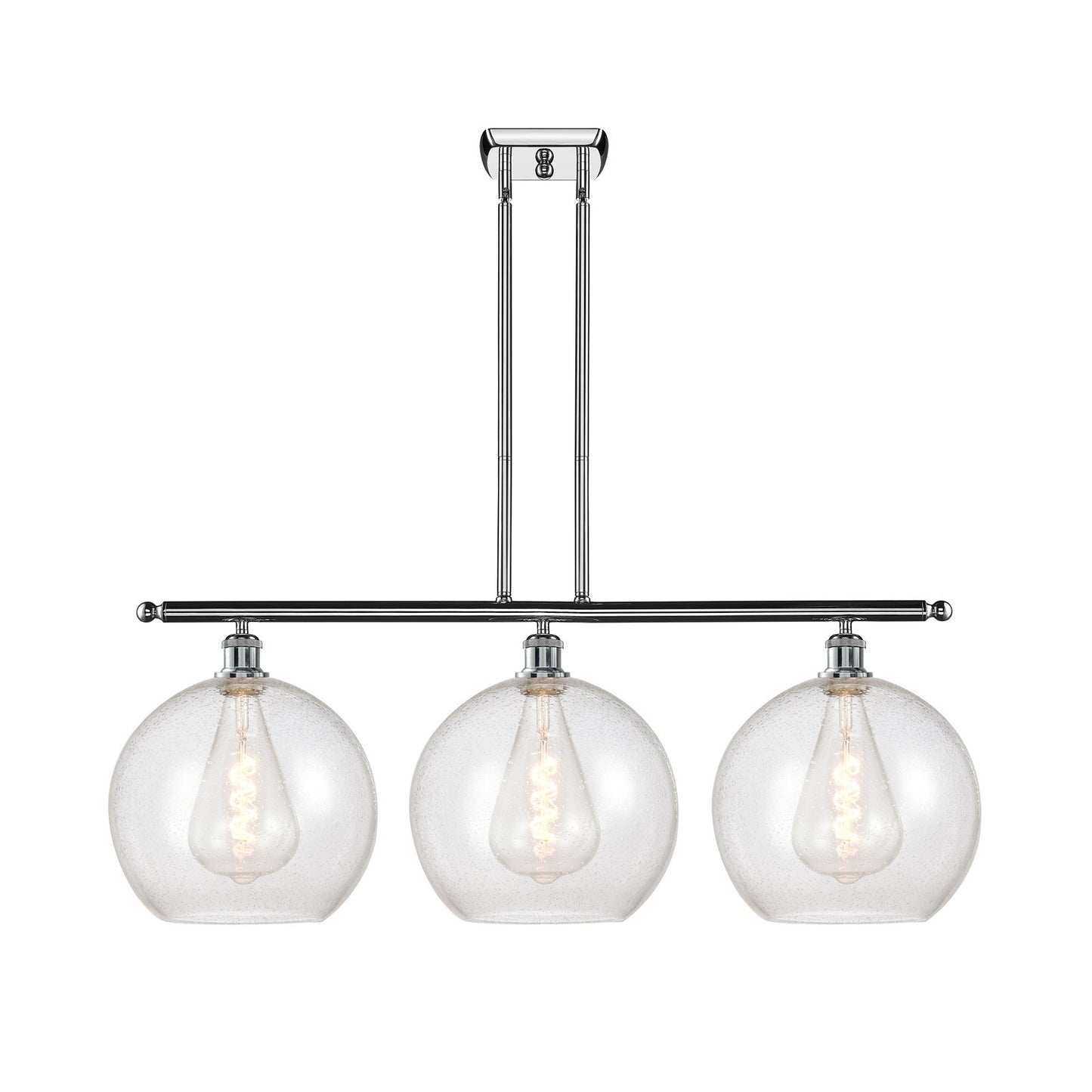 Innovations Athens 38in 3-Light Island Light | Industrial Polished Chrome Steel and Seedy Glass | Kitchen Island & Dining Room | Model 516-3I-PC-G124-12