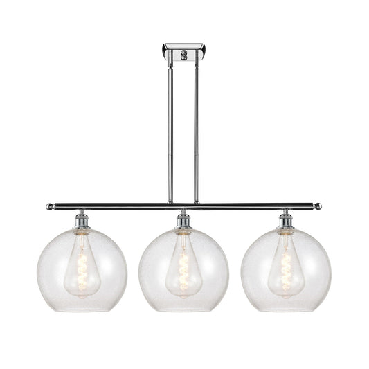Innovations Athens 38in 3-Light Island Light | Industrial Polished Chrome Steel and Seedy Glass | Kitchen Island & Dining Room | Model 516-3I-PC-G124-12