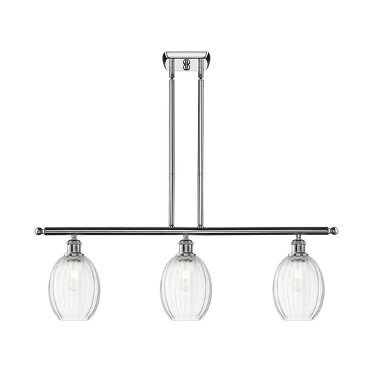 Innovations Preston Bulb 36in 3-Light Island Light | Industrial Polished Chrome and Clear Glass | Kitchen Island & Dining Room | Model 516-3I-PC-G459-6CL