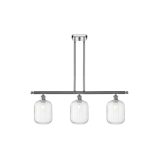 Innovations Preston Cylinder 36in 3-Light Island Light | Industrial Modern Polished Chrome and Clear Glass | Kitchen Island & | Model 516-3I-PC-G460-7CL