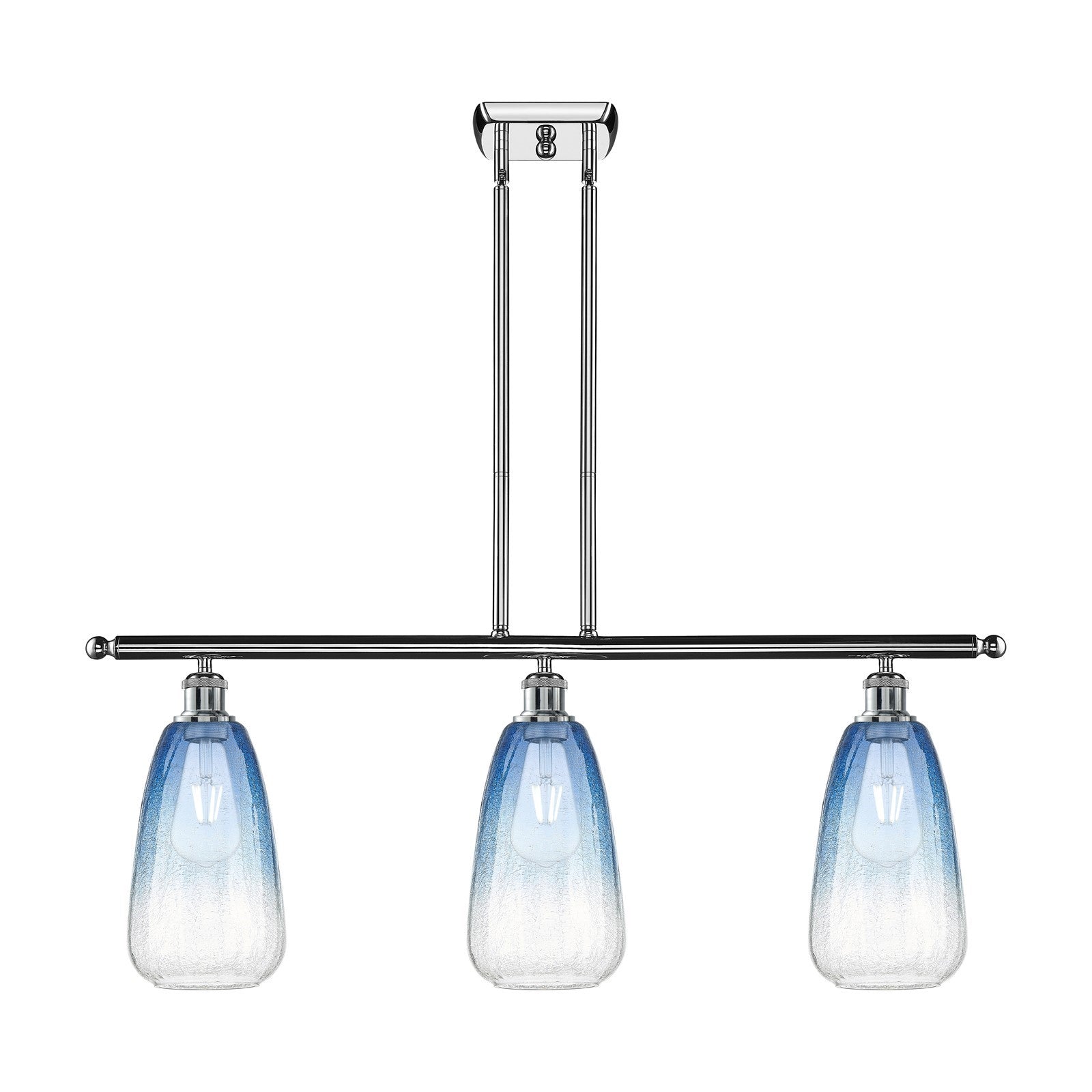 Innovations Brookhaven Almond 36in 3-Light Island Light | Industrial Modern Polished Chrome and Sapphire Blue Glass | Kitchen | Model 516-3I-PC-G480-6SB