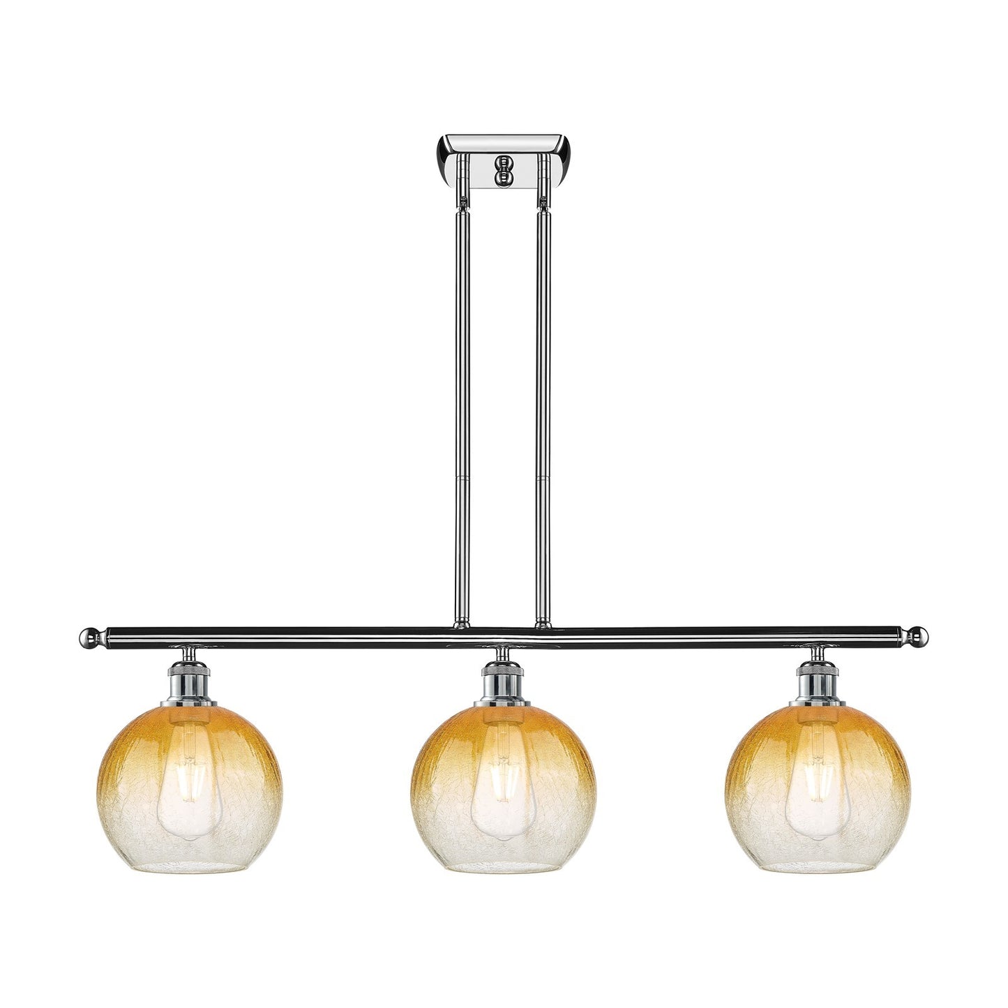 Innovations Brookhaven Globe 36in 3-Light Island Light | Industrial Polished Chrome and Amber Glass | Kitchen Island | 36 x | Model 516-3I-PC-G483-8AM