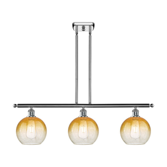Innovations Brookhaven Globe 36in 3-Light Island Light | Industrial Polished Chrome and Amber Glass | Kitchen Island | 36 x | Model 516-3I-PC-G483-8AM