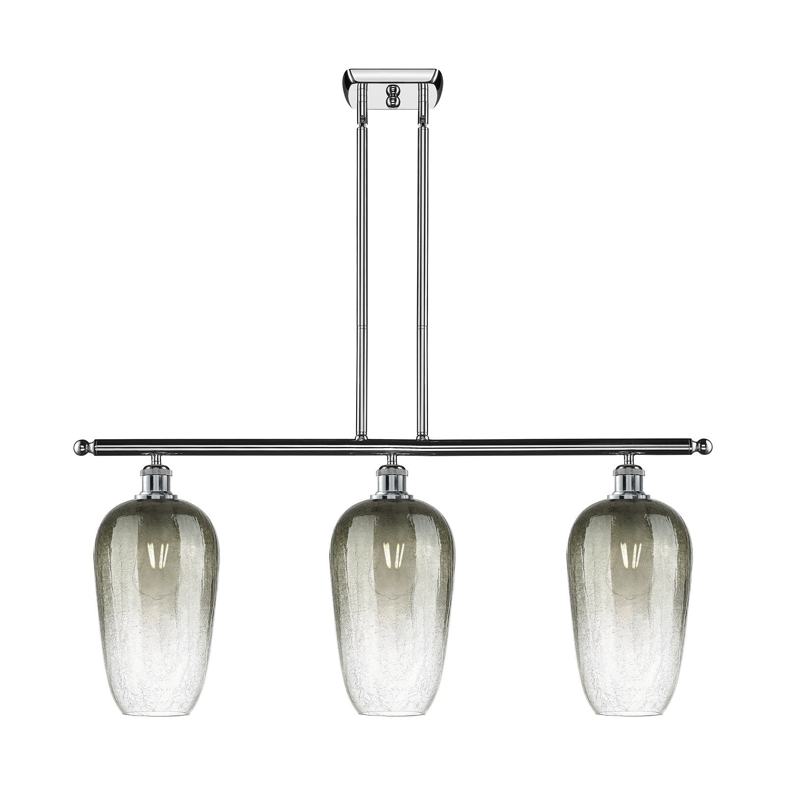 Innovations Brookhaven Flute 36in 3-Light Island Light | Industrial Polished Chrome Steel and Slate Glass | Kitchen Island & | Model 516-3I-PC-G484-7SL