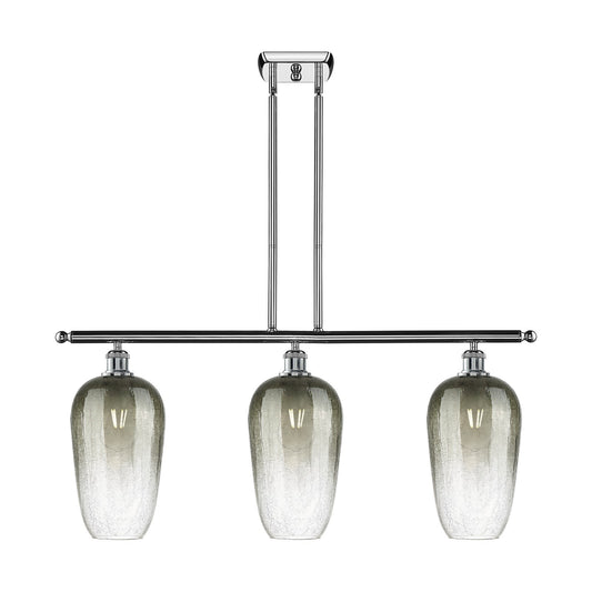 Innovations Brookhaven Flute 36in 3-Light Island Light | Industrial Polished Chrome Steel and Slate Glass | Kitchen Island & | Model 516-3I-PC-G484-7SL