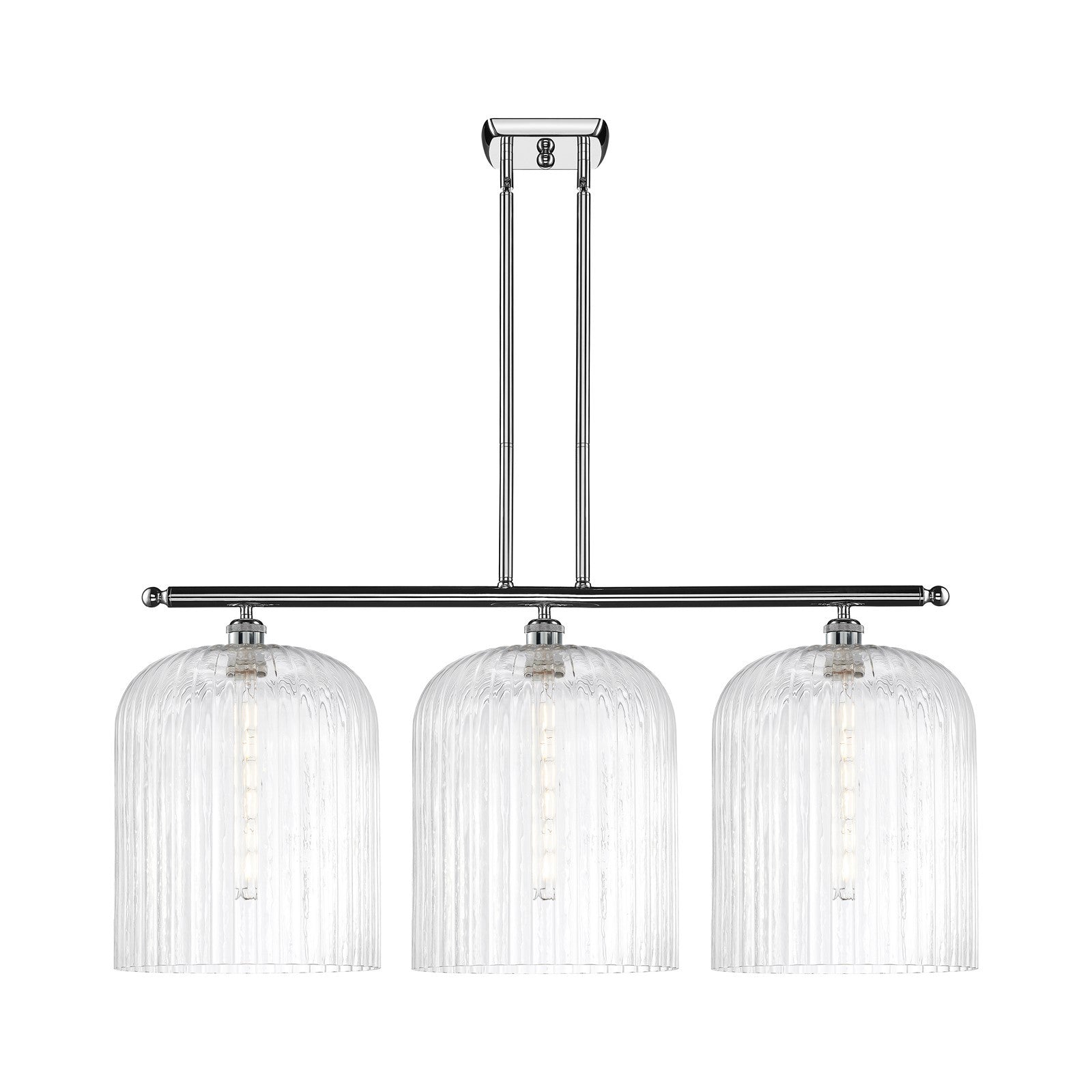 Innovations Bridal Veil 36in 3-Light Island Light | Art Nouveau Polished Chrome Steel and Clear Ribbed Glass | Kitchen Island | Model 516-3I-PC-G559-12CL
