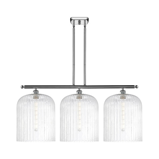 Innovations Bridal Veil 36in 3-Light Island Light | Art Nouveau Polished Chrome Steel and Clear Ribbed Glass | Kitchen Island | Model 516-3I-PC-G559-12CL