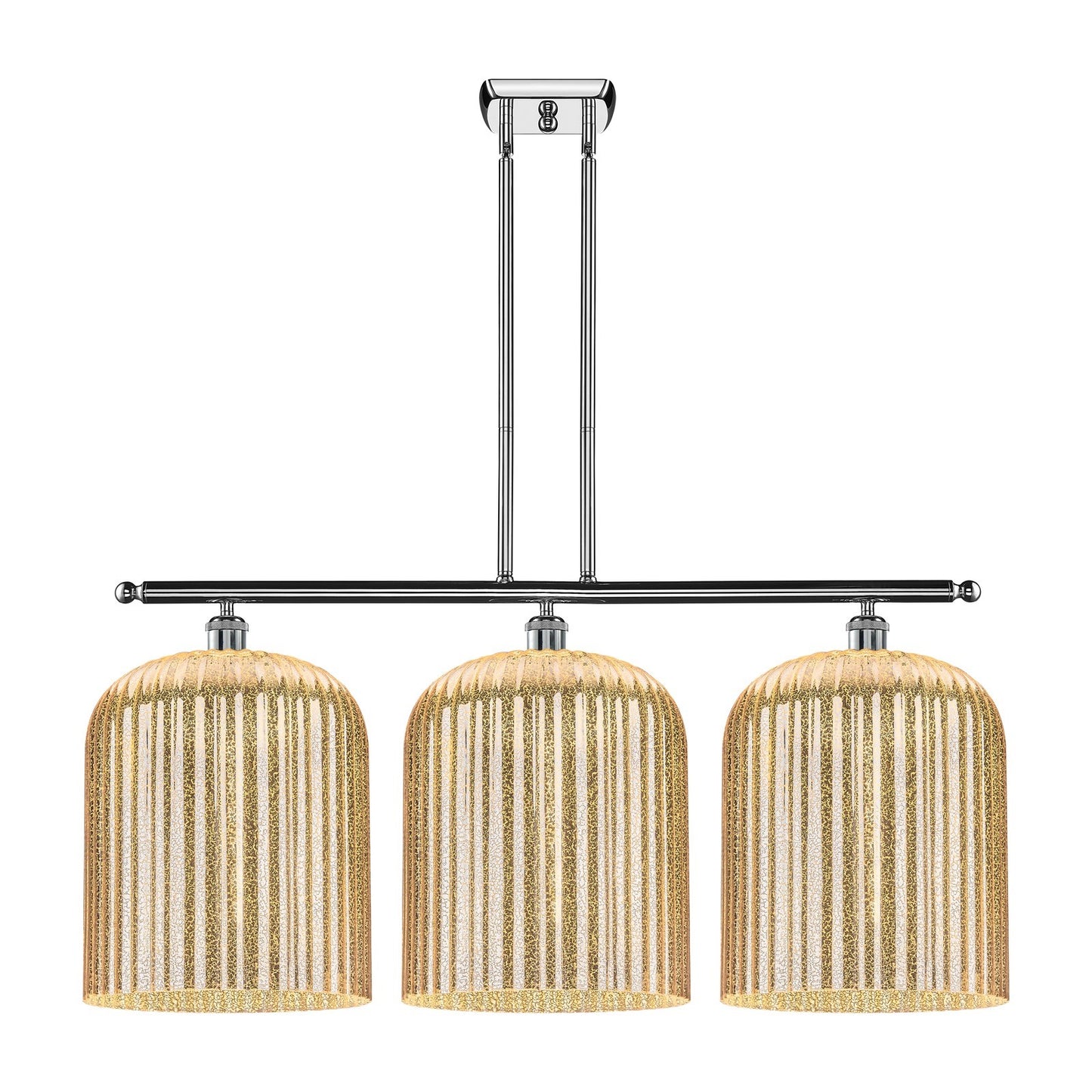 Innovations Bridal Veil 36in 3-Light Island Light | Art Nouveau Polished Chrome and Mercury Ribbed Glass | Kitchen Island & | Model 516-3I-PC-G559-12ME