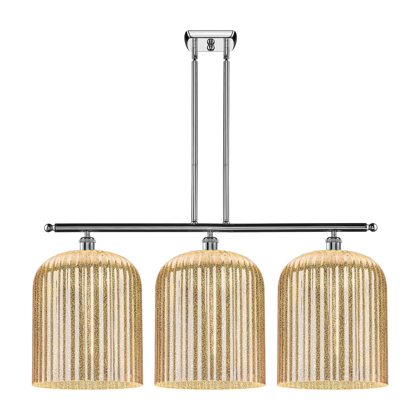 Innovations Bridal Veil 36in 3-Light Island Light | Art Nouveau Polished Chrome and Mercury Ribbed Glass | Kitchen Island & | Model 516-3I-PC-G559-12ME