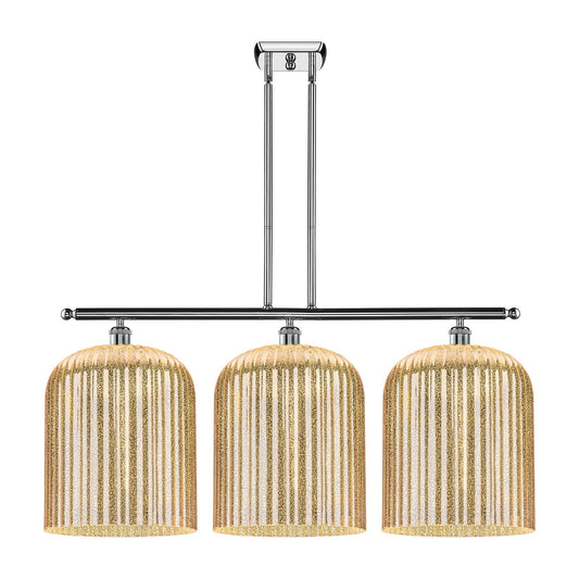 Innovations Bridal Veil 36in 3-Light Island Light | Art Nouveau Polished Chrome and Mercury Ribbed Glass | Kitchen Island & | Model 516-3I-PC-G559-12ME