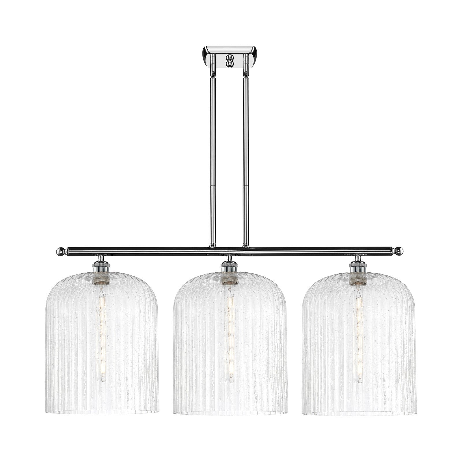 Innovations Bridal Veil 36in 3-Light Island Light | Art Nouveau Industrial Polished Chrome and Seedy Glass | Kitchen Island & | Model 516-3I-PC-G559-12SDY