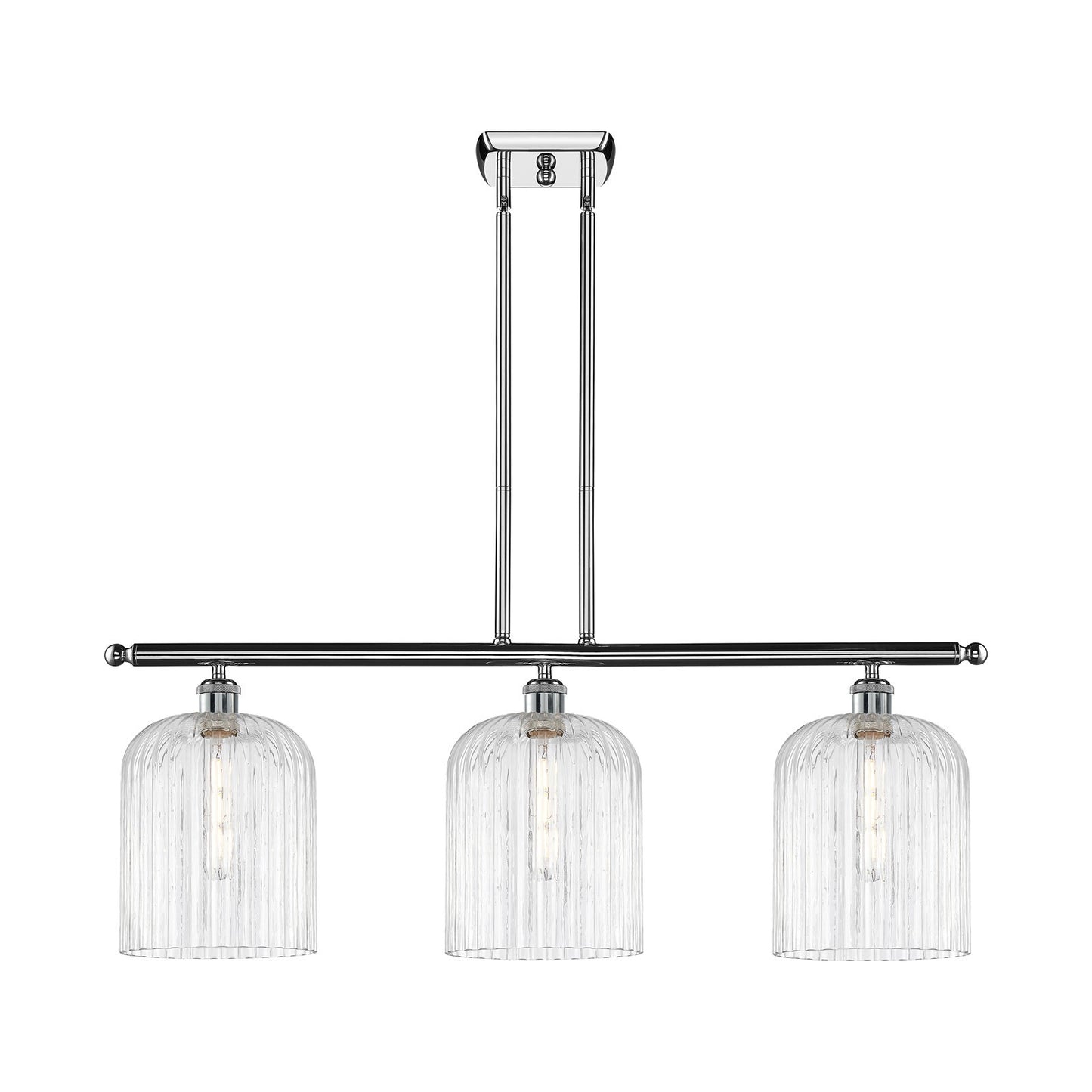 Innovations Bridal Veil 36in 3-Light Island Light | Art Nouveau Polished Chrome and Clear Ribbed Glass | Kitchen Island & | Model 516-3I-PC-G559-8CL