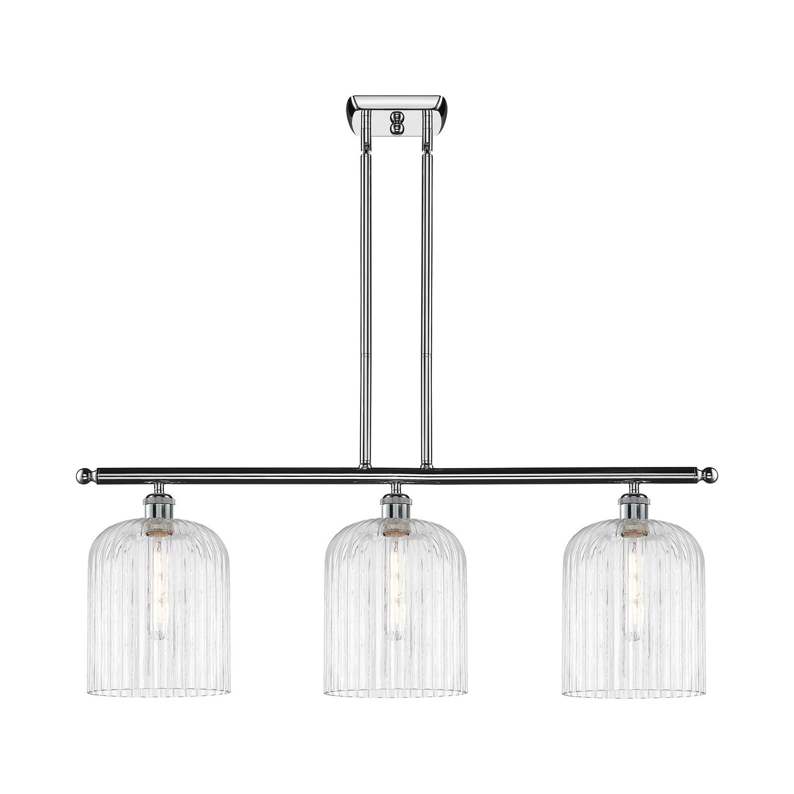 Innovations Bridal Veil 36in 3-Light Island Light | Art Nouveau Polished Chrome and Clear Ribbed Glass | Kitchen Island & | Model 516-3I-PC-G559-8CL