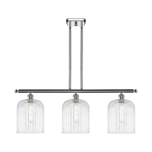 Innovations Bridal Veil 36in 3-Light Island Light | Art Nouveau Polished Chrome and Clear Ribbed Glass | Kitchen Island & | Model 516-3I-PC-G559-8CL