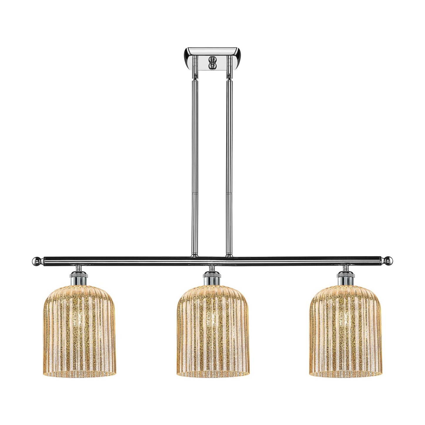 Innovations Bridal Veil 36in 3-Light Island Light | Art Nouveau Polished Chrome and Mercury Ribbed Glass | Kitchen Island & | Model 516-3I-PC-G559-8ME