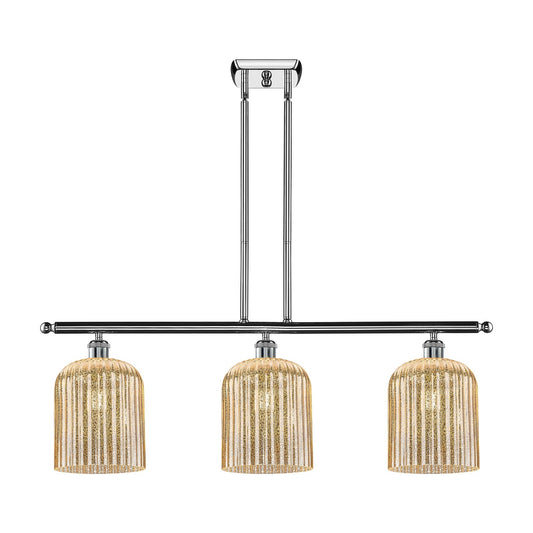 Innovations Bridal Veil 36in 3-Light Island Light | Art Nouveau Polished Chrome and Mercury Ribbed Glass | Kitchen Island & | Model 516-3I-PC-G559-8ME