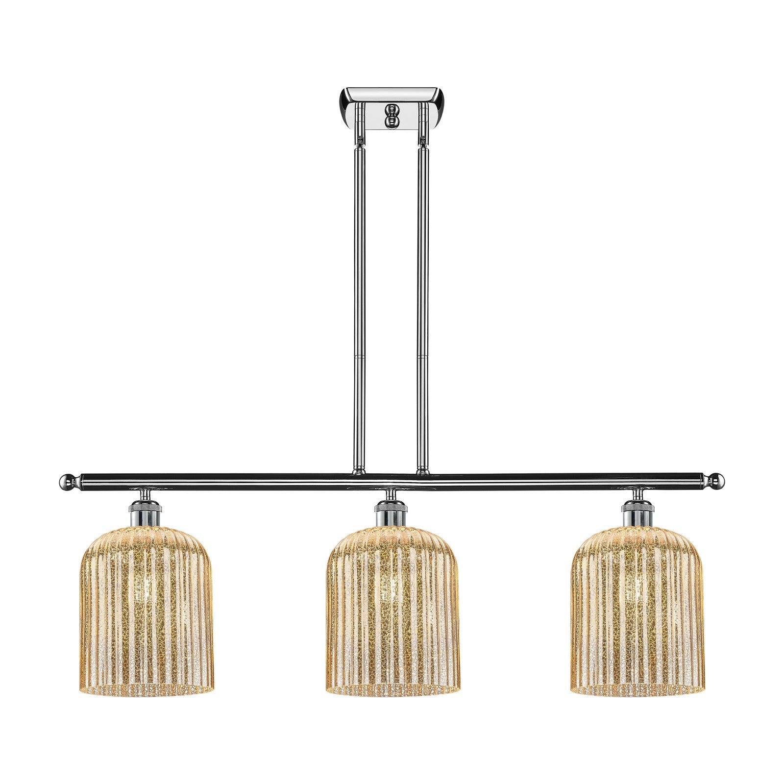 Innovations Bridal Veil 36in 3-Light Island Light | Art Nouveau Polished Chrome and Mercury Ribbed Glass | Kitchen Island & | Model 516-3I-PC-G559-8ME