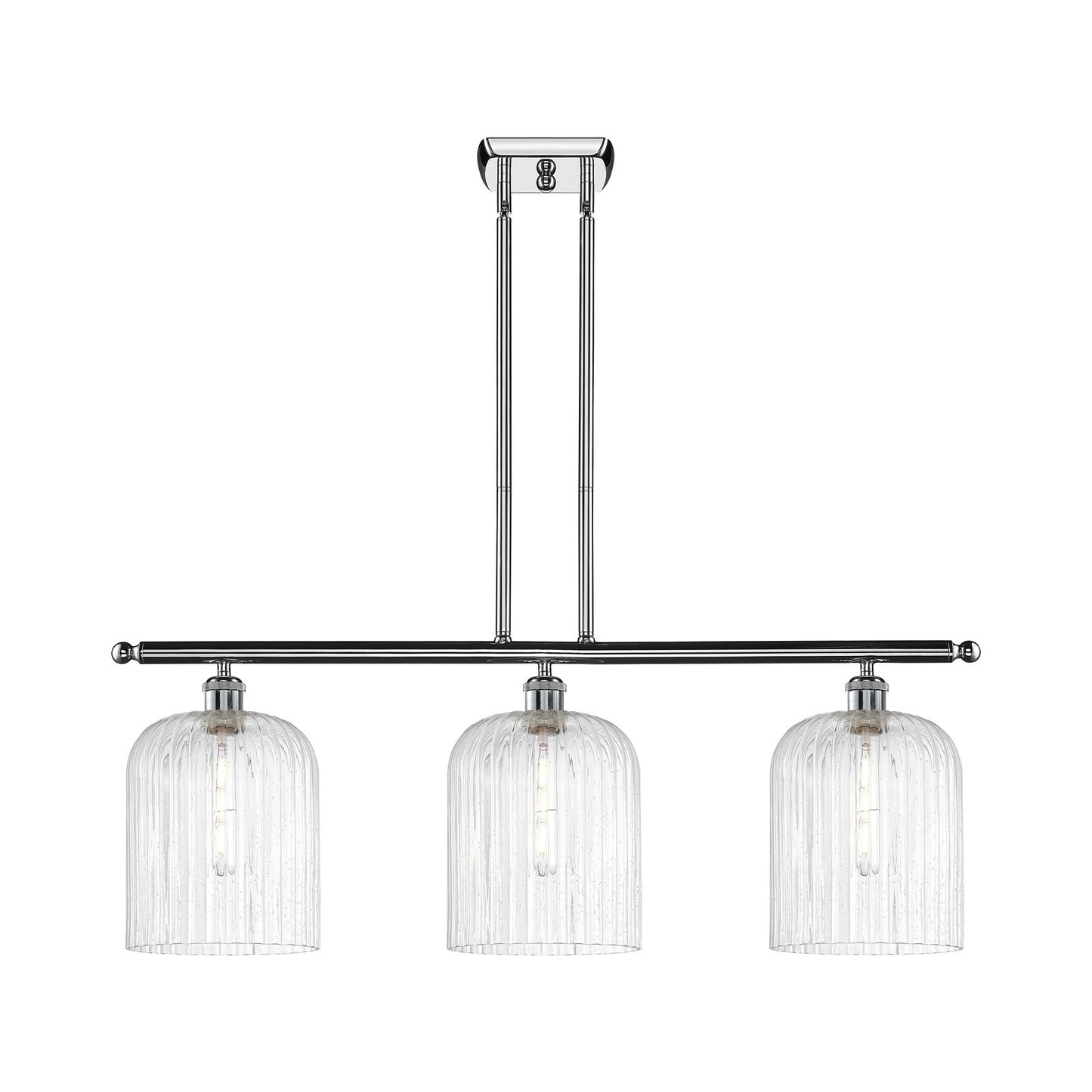 Innovations Bridal Veil 36in 3-Light Island Light | Art Nouveau Polished Chrome Steel and Seedy Ribbed Glass | Kitchen Island | Model 516-3I-PC-G559-8SDY