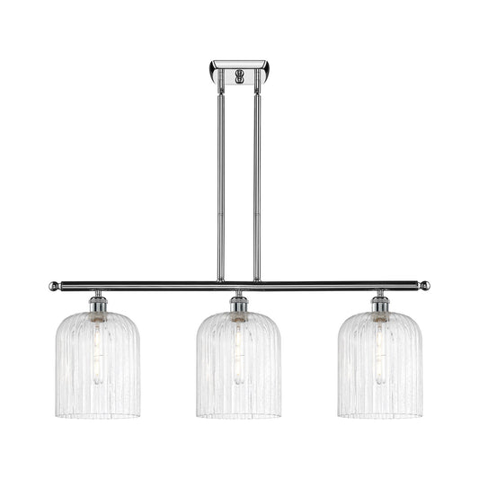 Innovations Bridal Veil 36in 3-Light Island Light | Art Nouveau Polished Chrome Steel and Seedy Ribbed Glass | Kitchen Island | Model 516-3I-PC-G559-8SDY