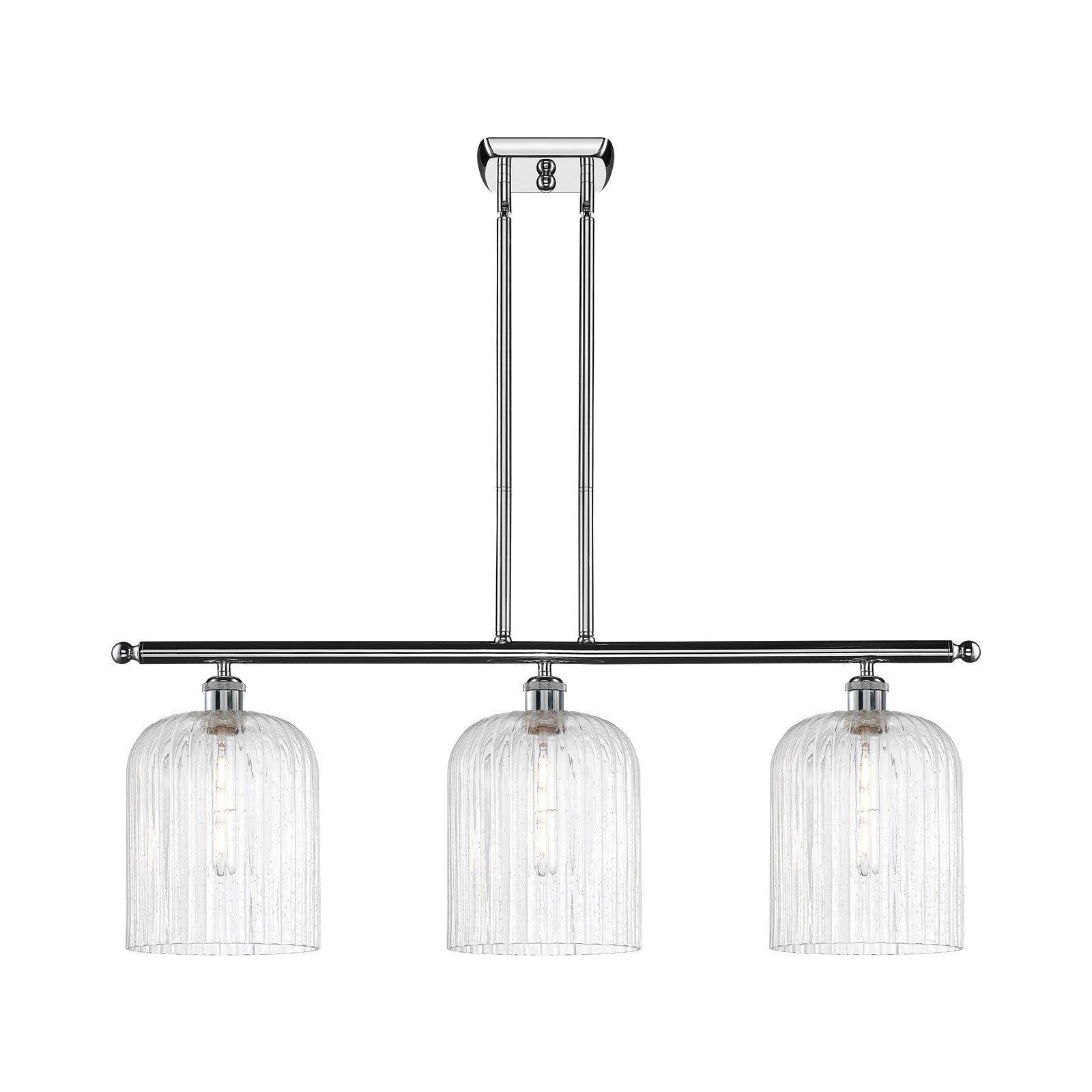 Innovations Bridal Veil 36in 3-Light Island Light | Art Nouveau Polished Chrome Steel and Seedy Ribbed Glass | Kitchen Island | Model 516-3I-PC-G559-8SDY