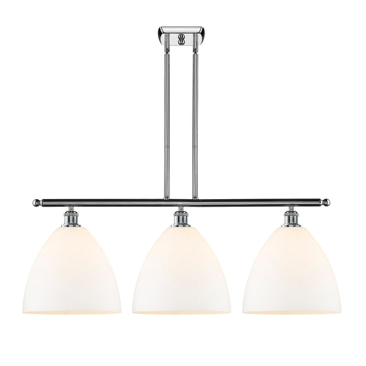 Innovations Bristol 39in 3-Light Island Light | Industrial Polished Chrome Steel and Matte White Glass | Kitchen Island & Dining | Model 516-3I-PC-GBD-121
