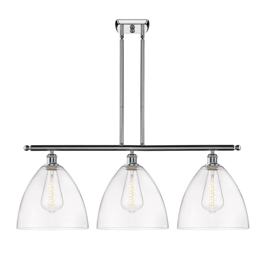 Innovations Bristol 38.5in 3-Light Island Light | Industrial Polished Chrome and Clear Glass | Kitchen Island & Dining Room | Model 516-3I-PC-GBD-122-LED