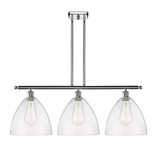 Innovations Bristol 39in 3-Light Island Light | Industrial Polished Chrome Steel and Seedy Glass | Kitchen Island & Dining Room | Model 516-3I-PC-GBD-124
