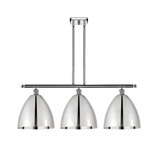 Innovations Bristol 38.5in 3-Light Island Light | Industrial Polished Chrome Steel and Polished Chrome Metal Shade | Model 516-3I-PC-MBD-12-PC-LED