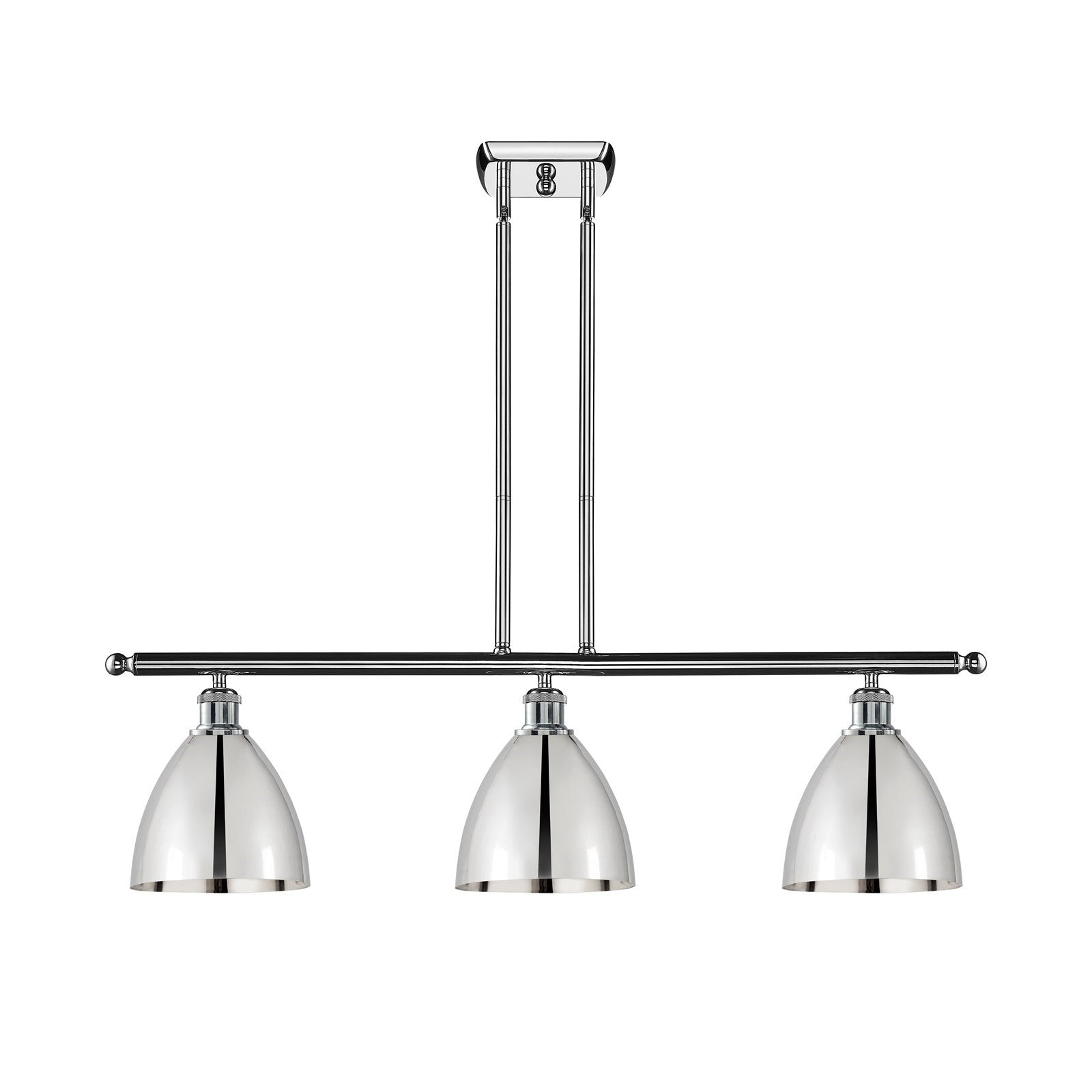 Innovations Bristol 36in 3-Light Island Light | Industrial Farmhouse Polished Chrome Steel and Cast Brass with Polished Chrome | Model 516-3I-PC-MBD-75-PC