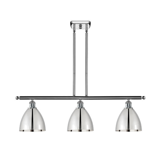 Innovations Bristol 36in 3-Light Island Light | Industrial Farmhouse Polished Chrome Steel and Metal Shade | Kitchen | Model 516-3I-PC-MBD-75-PC-LED