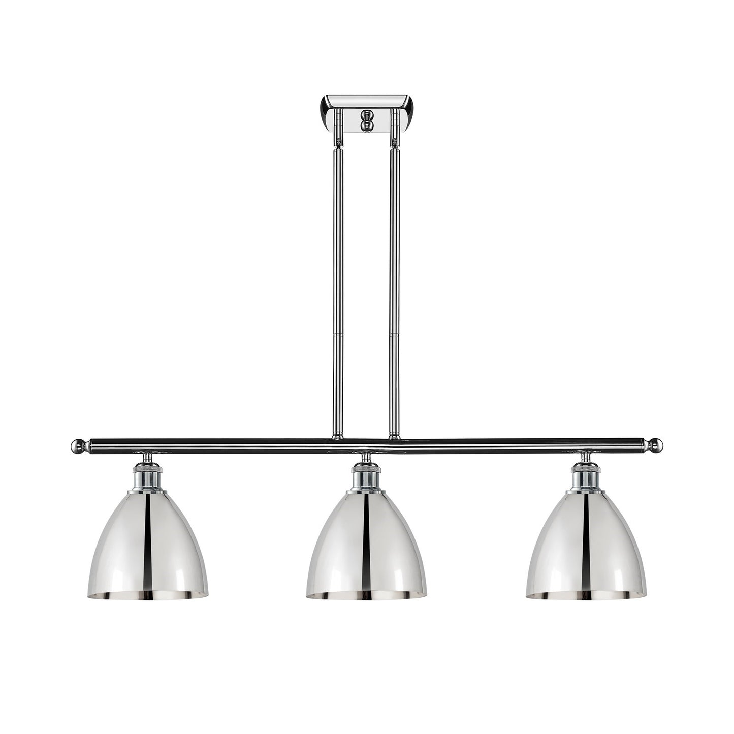Innovations Bristol 36in 3-Light Island Light | Industrial Farmhouse Polished Chrome Steel and Metal Shade | Kitchen | Model 516-3I-PC-MBD-75-PC-LED