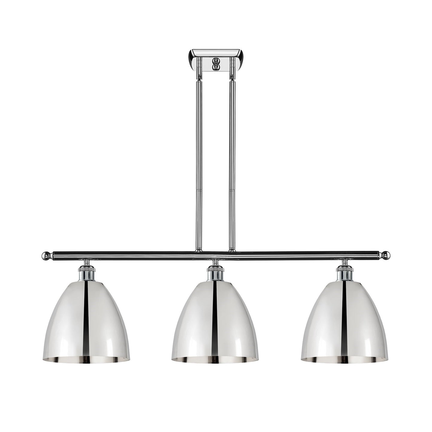 Innovations Bristol 36in 3-Light Island Light | Industrial Farmhouse Polished Chrome Steel and Metal Shade | Kitchen Island | Model 516-3I-PC-MBD-9-PC-LED