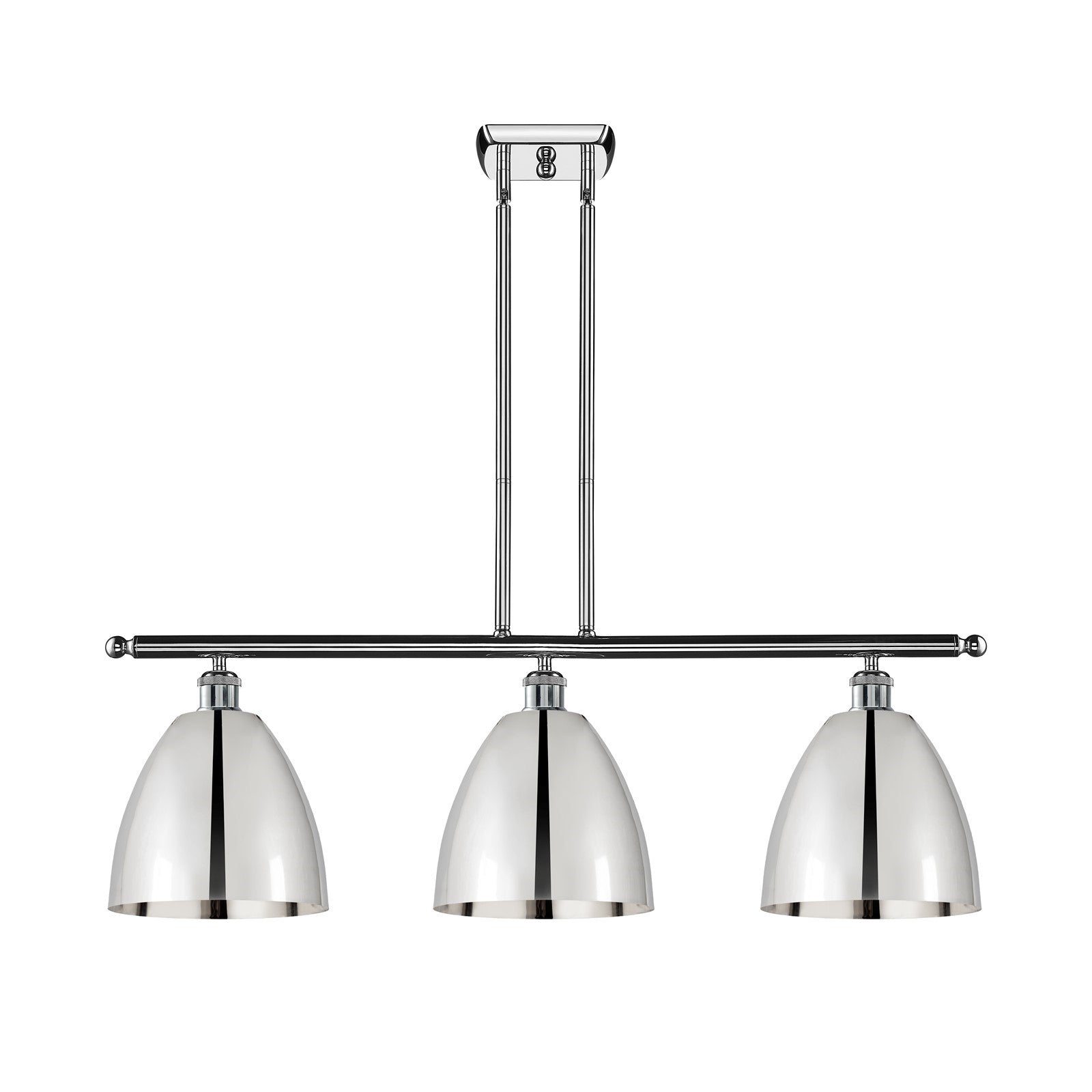 Innovations Bristol 36in 3-Light Island Light | Industrial Farmhouse Polished Chrome Steel and Metal Shade | Kitchen Island | Model 516-3I-PC-MBD-9-PC-LED