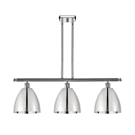 Innovations Bristol 36in 3-Light Island Light | Industrial Farmhouse Polished Chrome Steel and Metal Shade | Kitchen Island | Model 516-3I-PC-MBD-9-PC-LED