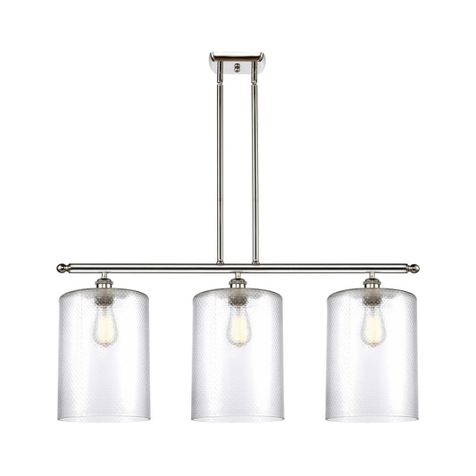 Innovations Cobbleskill 36in 3-Light Island Light | Art Nouveau Polished Nickel Steel and Clear Glass | Kitchen Island & Dining | Model 516-3I-PN-G112-L