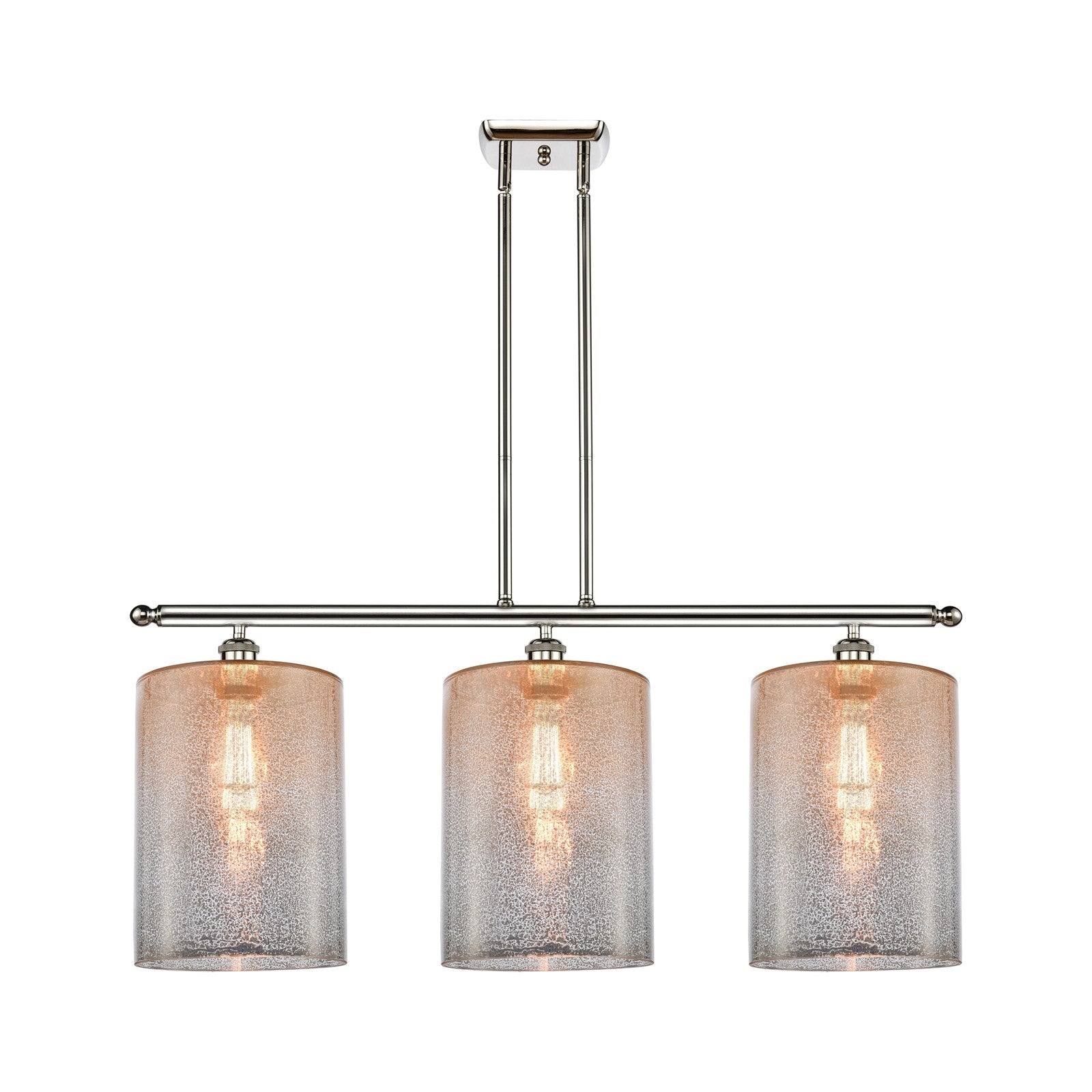 Innovations Cobbleskill 36in 3-Light Island Light | Art Nouveau Polished Nickel Steel and Mercury Glass | Kitchen Island & Dining | Model 516-3I-PN-G116-L