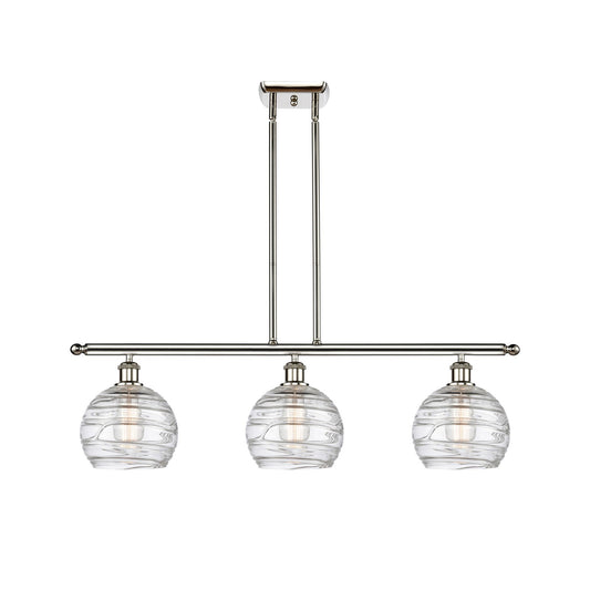 Innovations Athens Deco Swirl 36in 3-Light Island Light | Industrial Polished Nickel Steel and Clear Glass | Kitchen Island & | Model 516-3I-PN-G1213-8CL