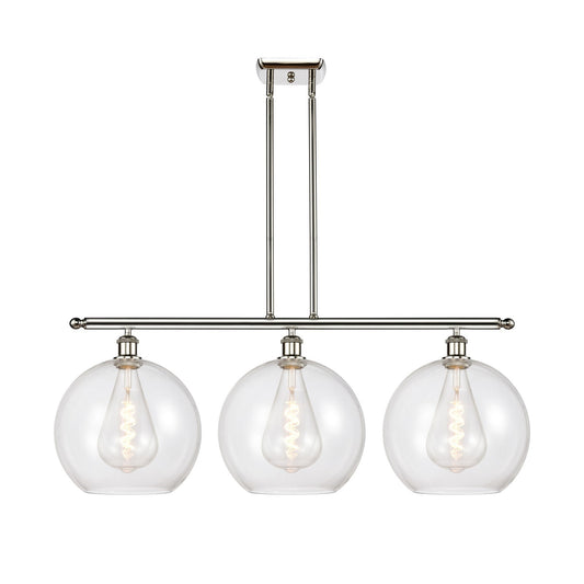 Innovations Athens 38in 3-Light Island Light | Industrial Polished Nickel Steel and Clear Glass | Kitchen Island & Dining Room | Model 516-3I-PN-G122-12