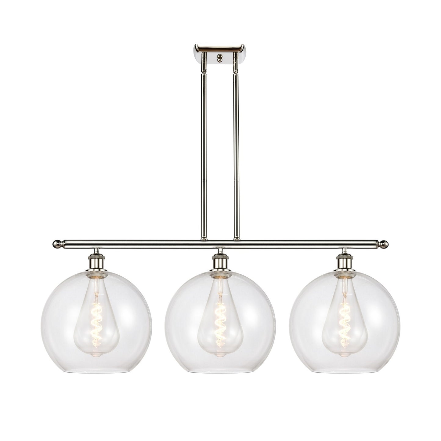 Innovations Athens 38in 3-Light Island Light | Industrial Polished Nickel Steel and Clear Glass | Kitchen Island & Dining Room | Model 516-3I-PN-G122-12
