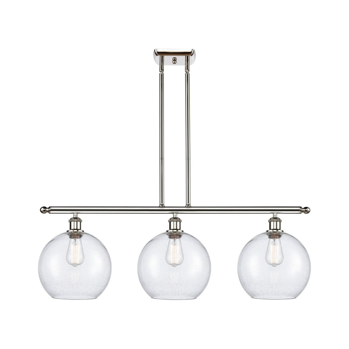 Innovations Athens 36.5in 3-Light Island Light | Industrial Polished Nickel and Seedy Glass | Kitchen Island & Dining Room | Model 516-3I-PN-G124-10
