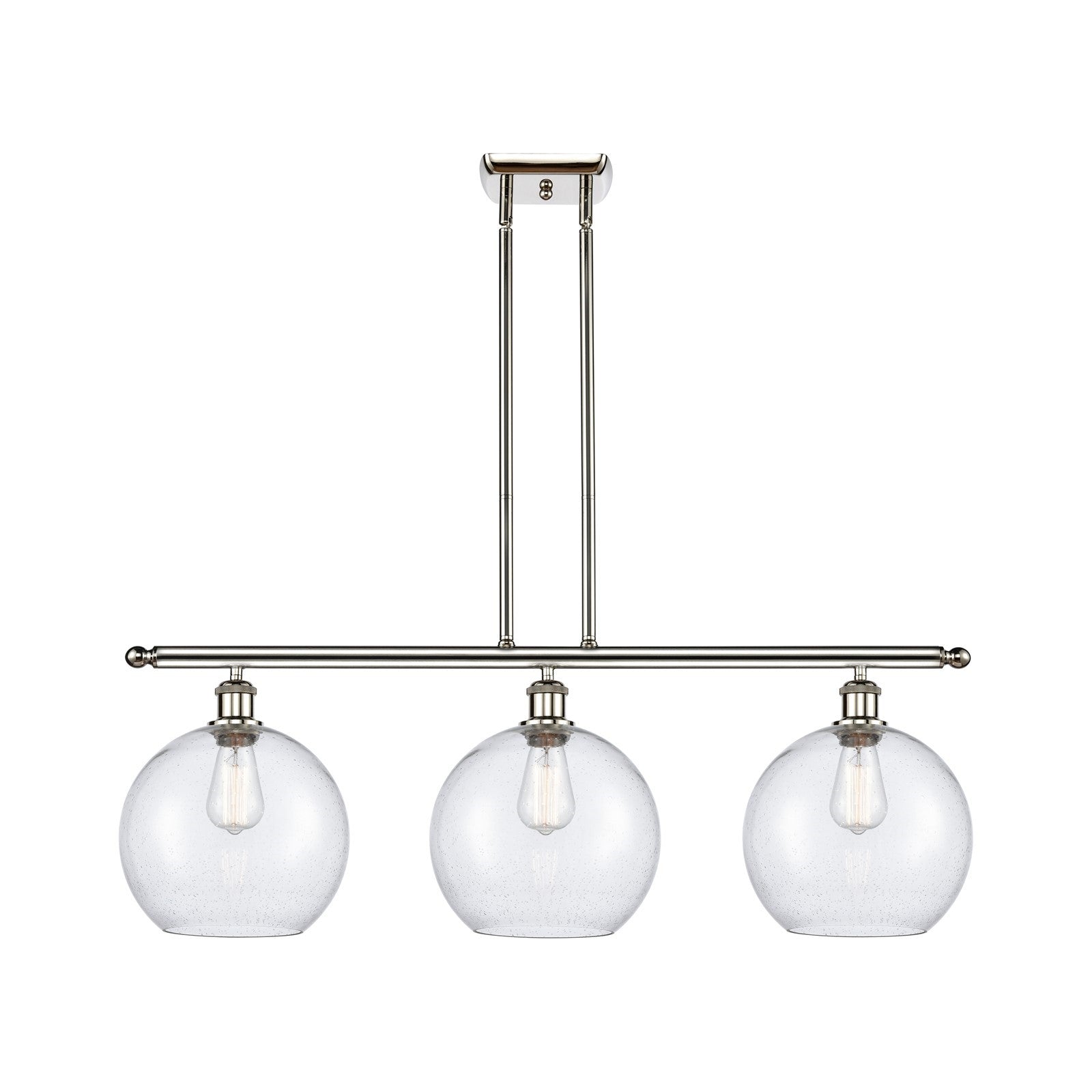 Innovations Athens 36.5in 3-Light Island Light | Industrial Polished Nickel and Seedy Glass | Kitchen Island & Dining Room | Model 516-3I-PN-G124-10