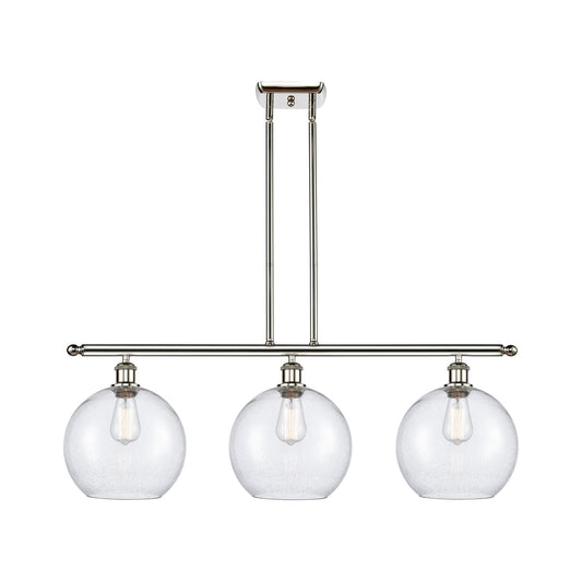 Innovations Athens 36.5in 3-Light Island Light | Industrial Polished Nickel and Seedy Glass | Kitchen Island & Dining Room | Model 516-3I-PN-G124-10