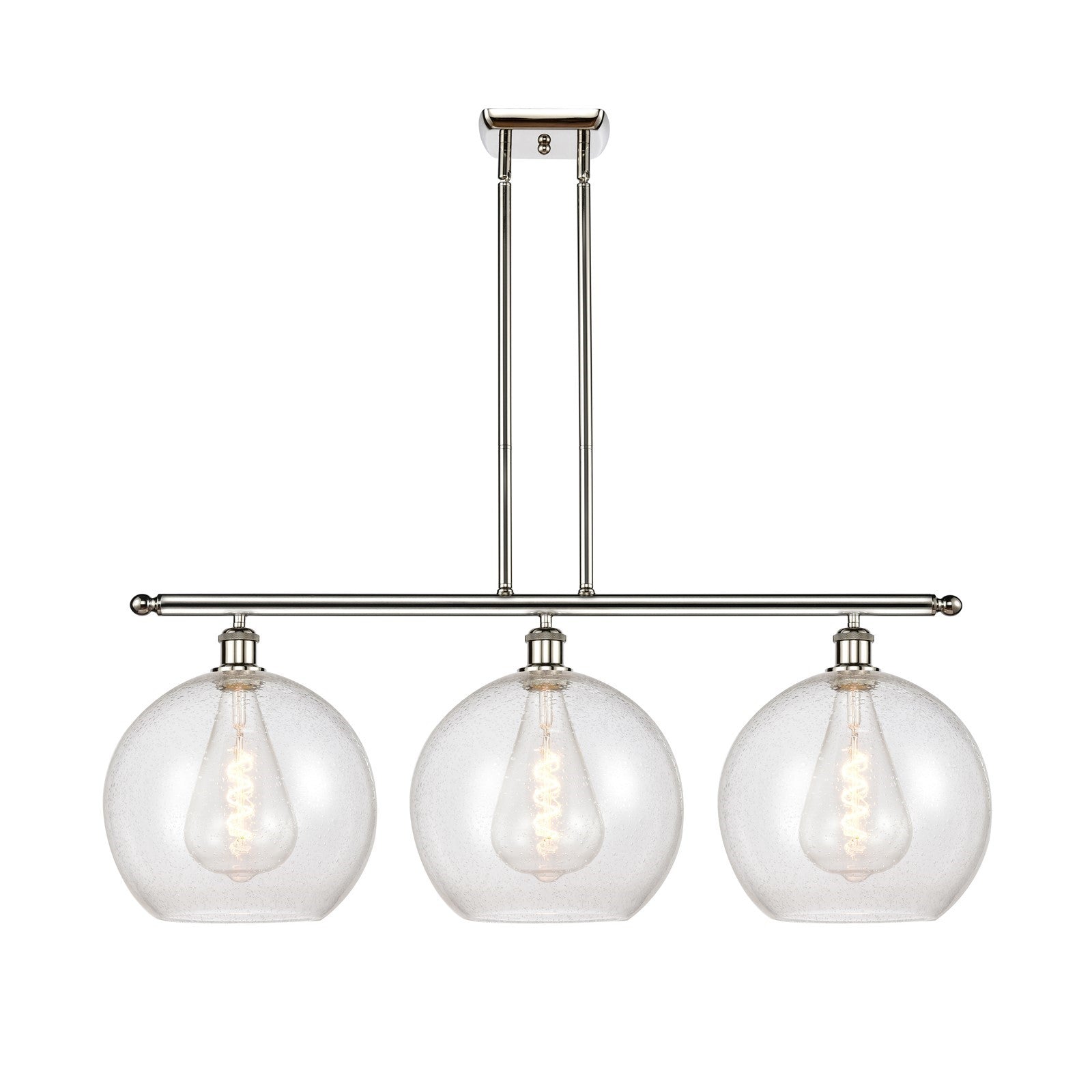 Innovations Athens 38in 3-Light Island Light | Industrial Polished Nickel and Seedy Glass | Kitchen Island & Dining Room | 38.25 | Model 516-3I-PN-G124-12