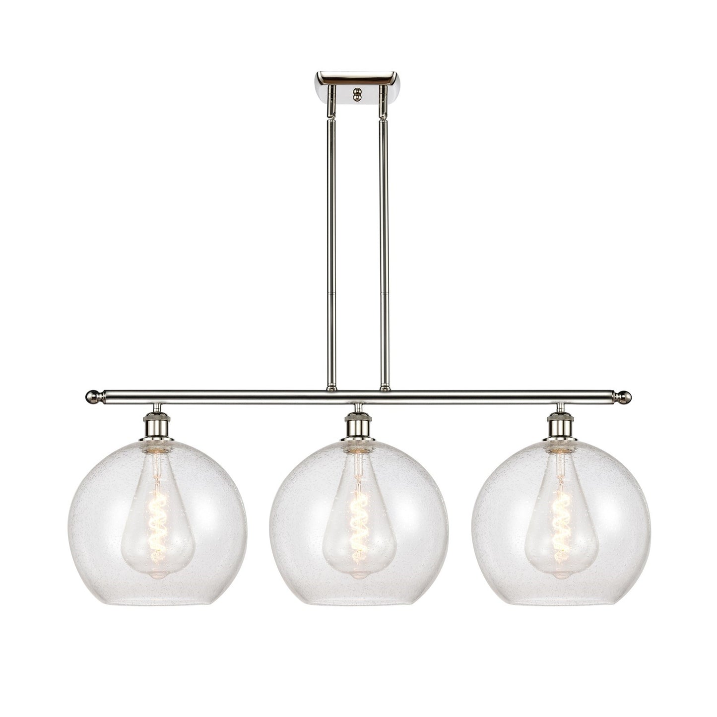 Innovations Athens 38in 3-Light Island Light | Industrial Polished Nickel and Seedy Glass | Kitchen Island & Dining Room | 38.25 | Model 516-3I-PN-G124-12